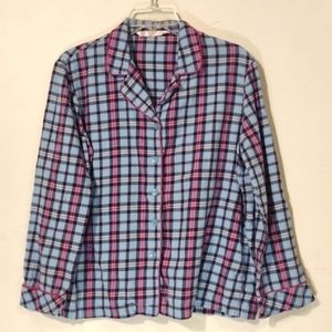 Victoria's Secret Pale Blue Plaid PJ Top Women's Large
